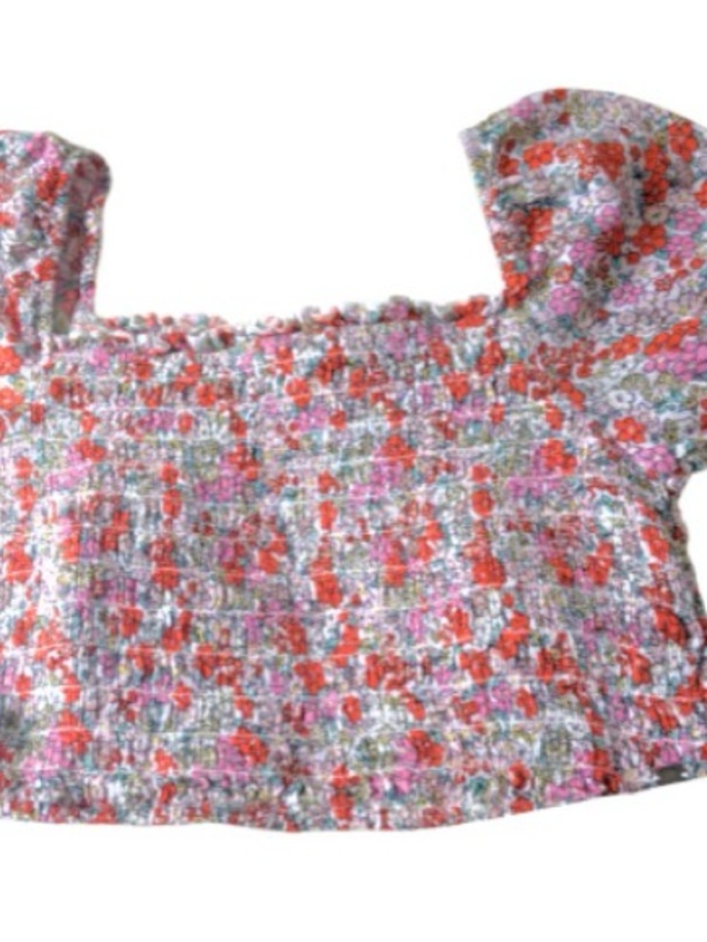 Roxy Girls Floral Smocked Top in Pink, Red, Green